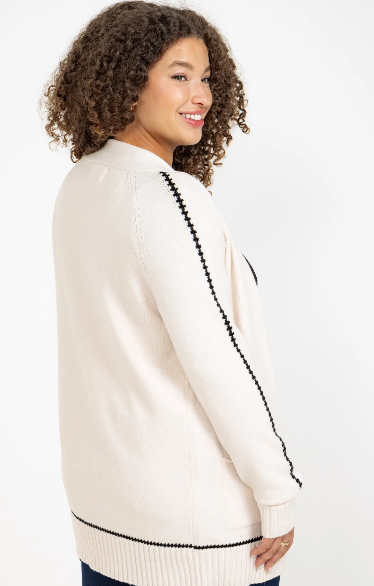 Toscane Boutique Cardigan avec détail contrasté| Pulls & Cardigans