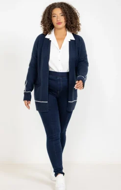 Toscane Boutique Cardigan avec détail contrasté| Pulls & Cardigans