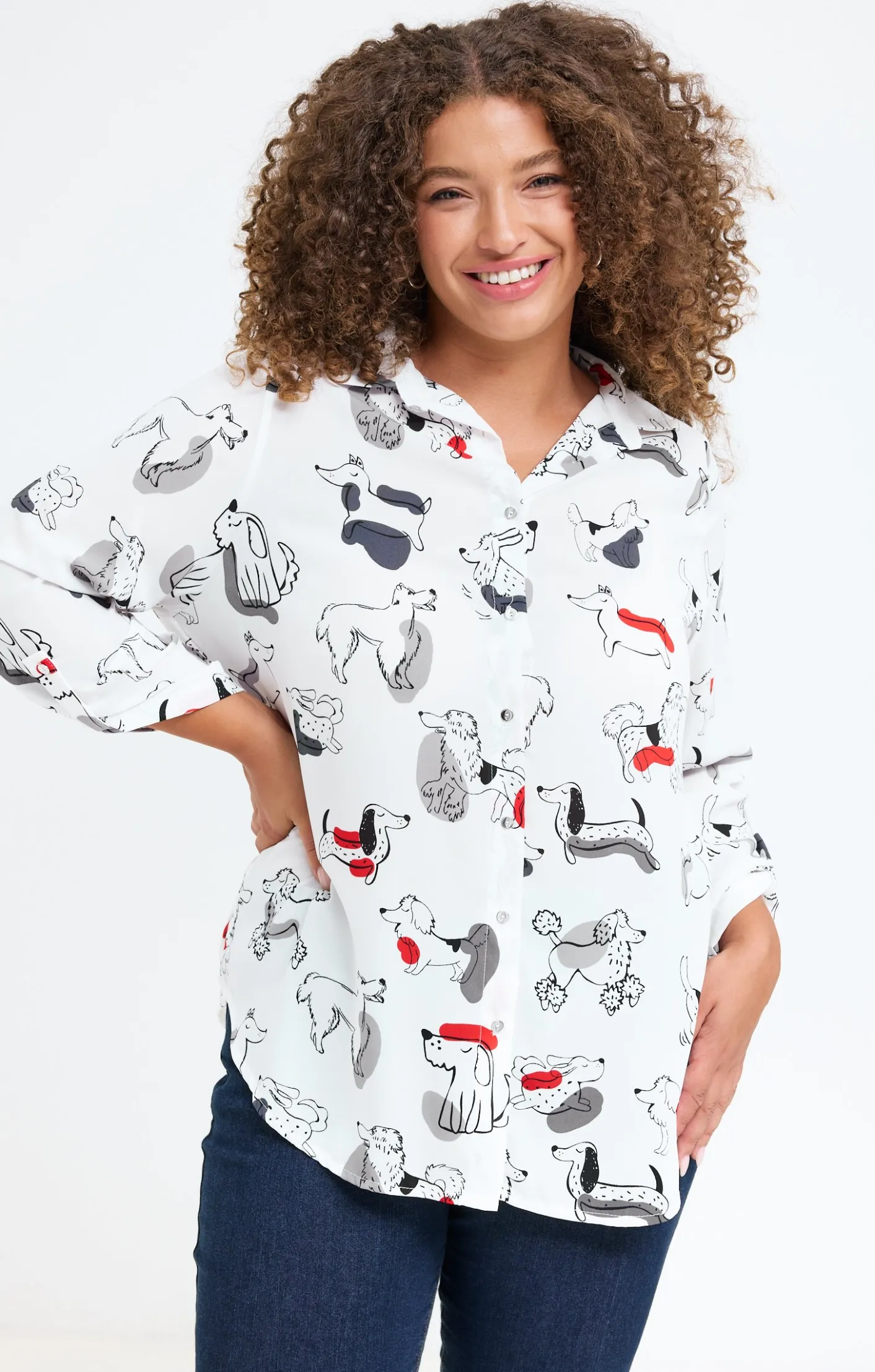 Toscane Boutique Chemise avec imprimé chiens| Chemisiers & Tuniques