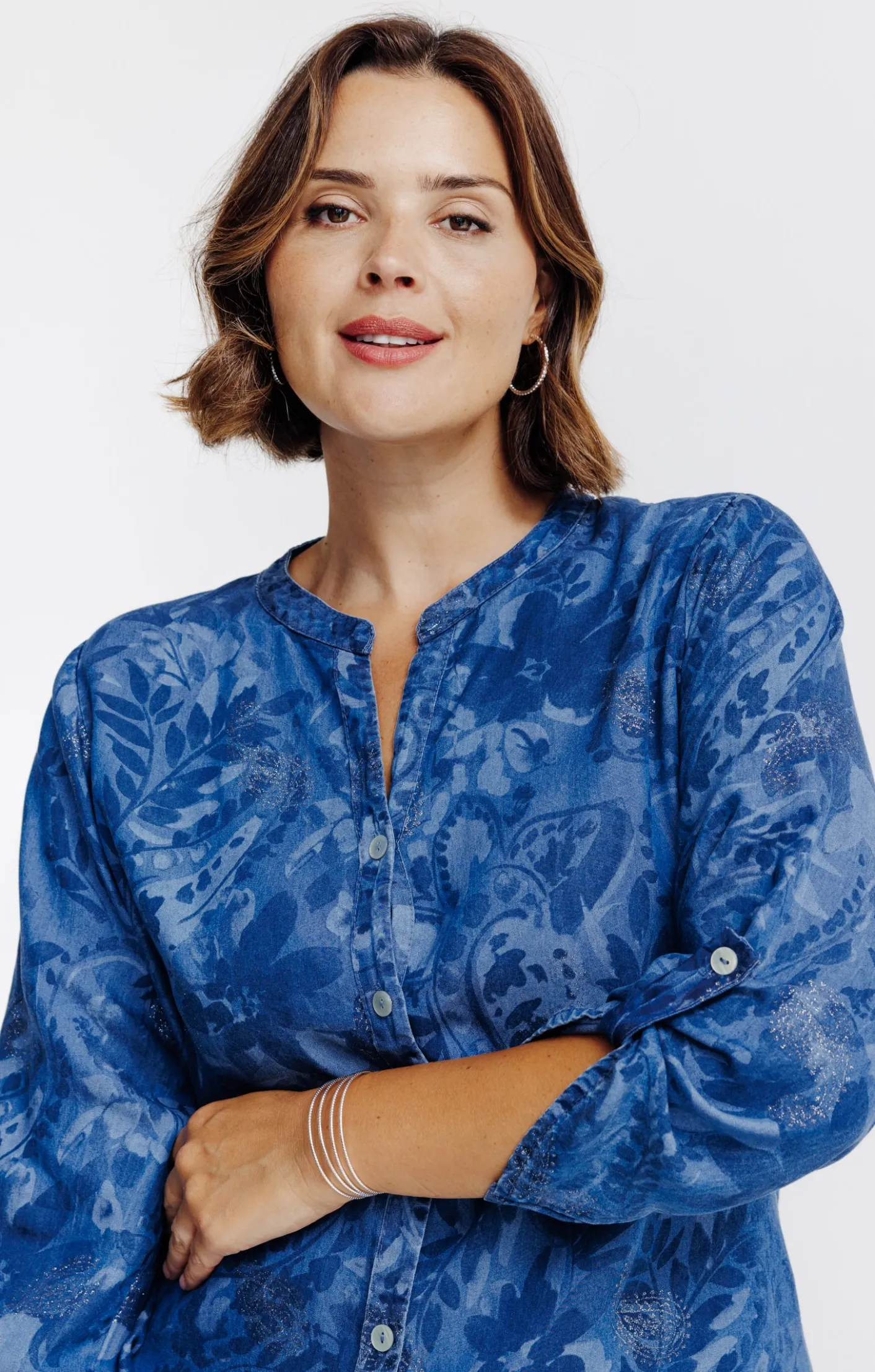 Toscane Boutique Chemise en jean avec glitter| Chemisiers & Tuniques