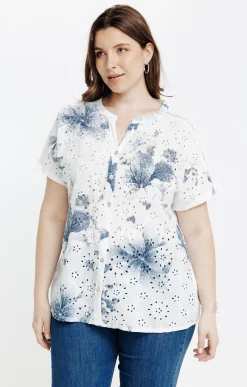 Toscane Boutique Chemise manches courtes avec broderies| Chemisiers & Tuniques