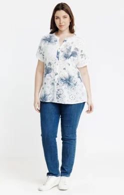 Toscane Boutique Chemise manches courtes avec broderies| Chemisiers & Tuniques