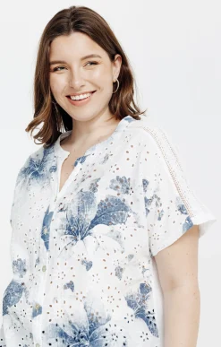 Toscane Boutique Chemise manches courtes avec broderies| Chemisiers & Tuniques
