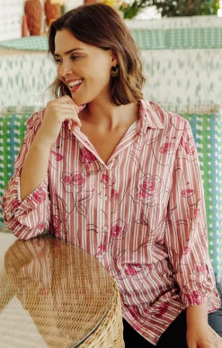 Toscane Boutique Chemise rayée imprimée visages et fleurs| Chemisiers & Tuniques
