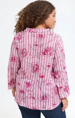 Toscane Boutique Chemise rayée imprimée visages et fleurs| Chemisiers & Tuniques