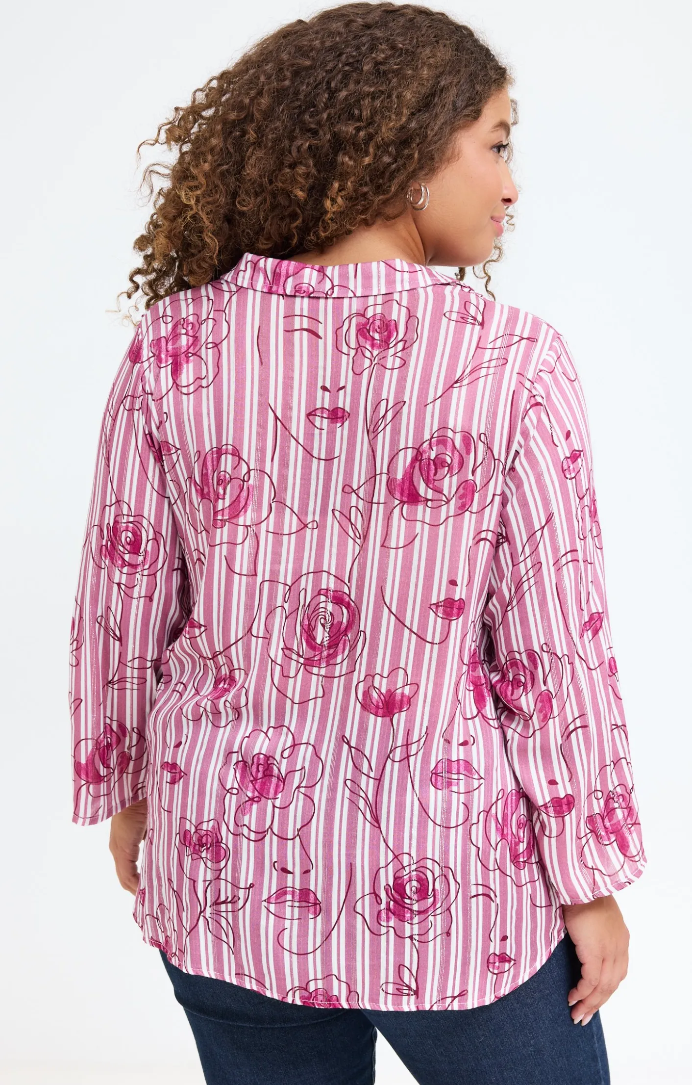 Toscane Boutique Chemise rayée imprimée visages et fleurs| Chemisiers & Tuniques