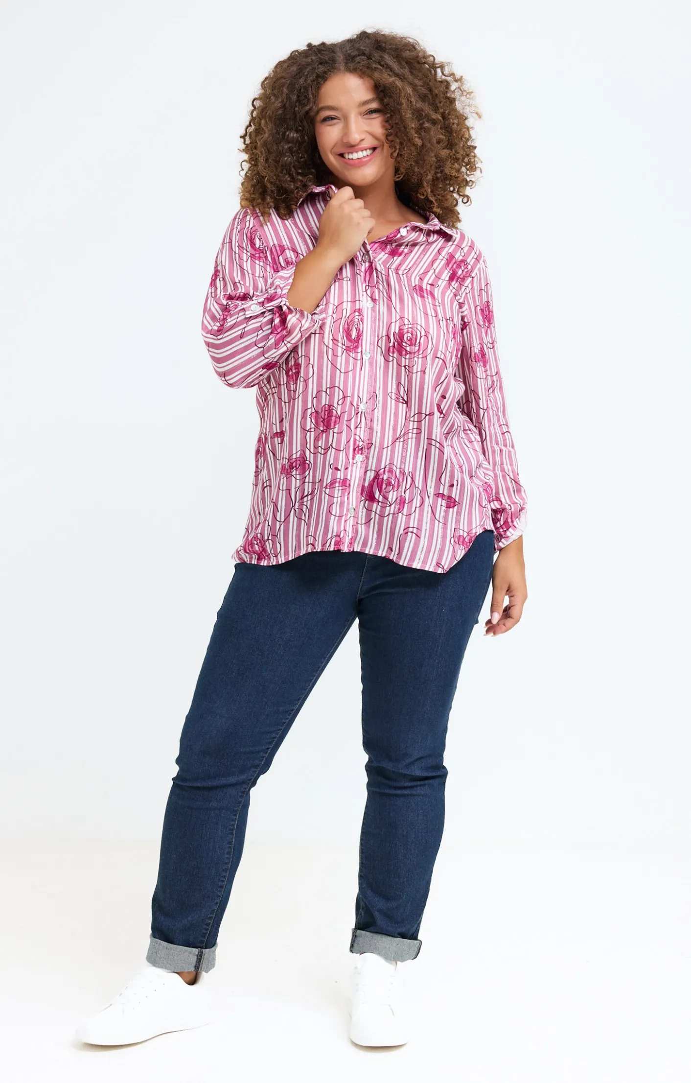 Toscane Boutique Chemise rayée imprimée visages et fleurs| Chemisiers & Tuniques