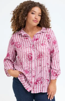 Toscane Boutique Chemise rayée imprimée visages et fleurs| Chemisiers & Tuniques