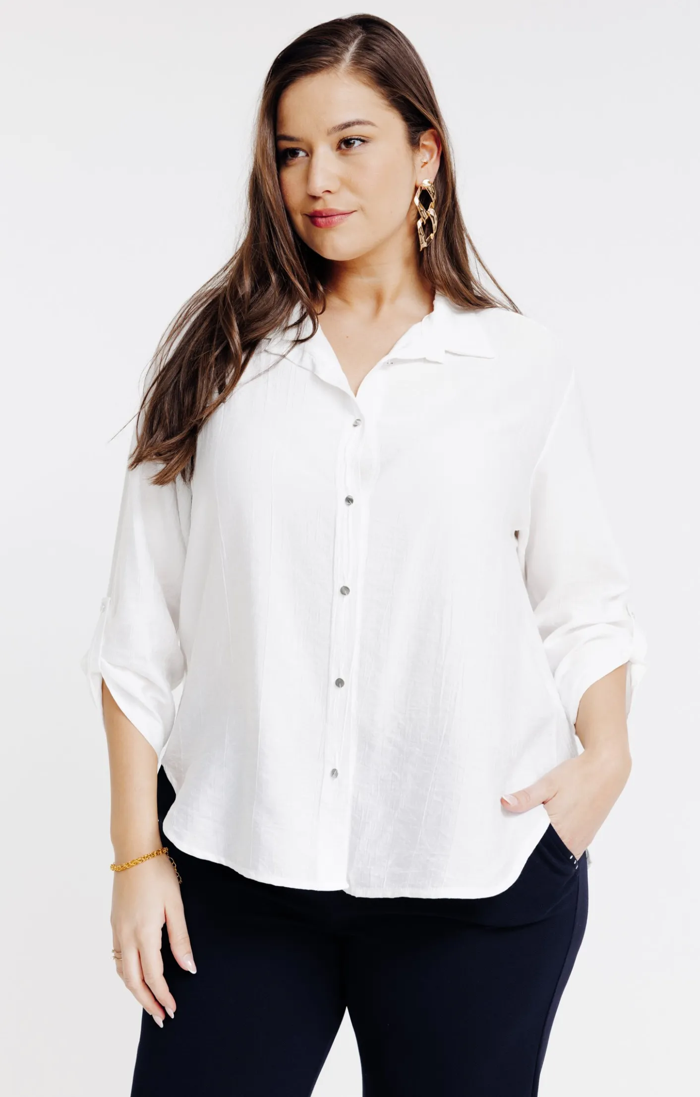 Toscane Boutique Chemise unie manches 3/4| Chemisiers & Tuniques