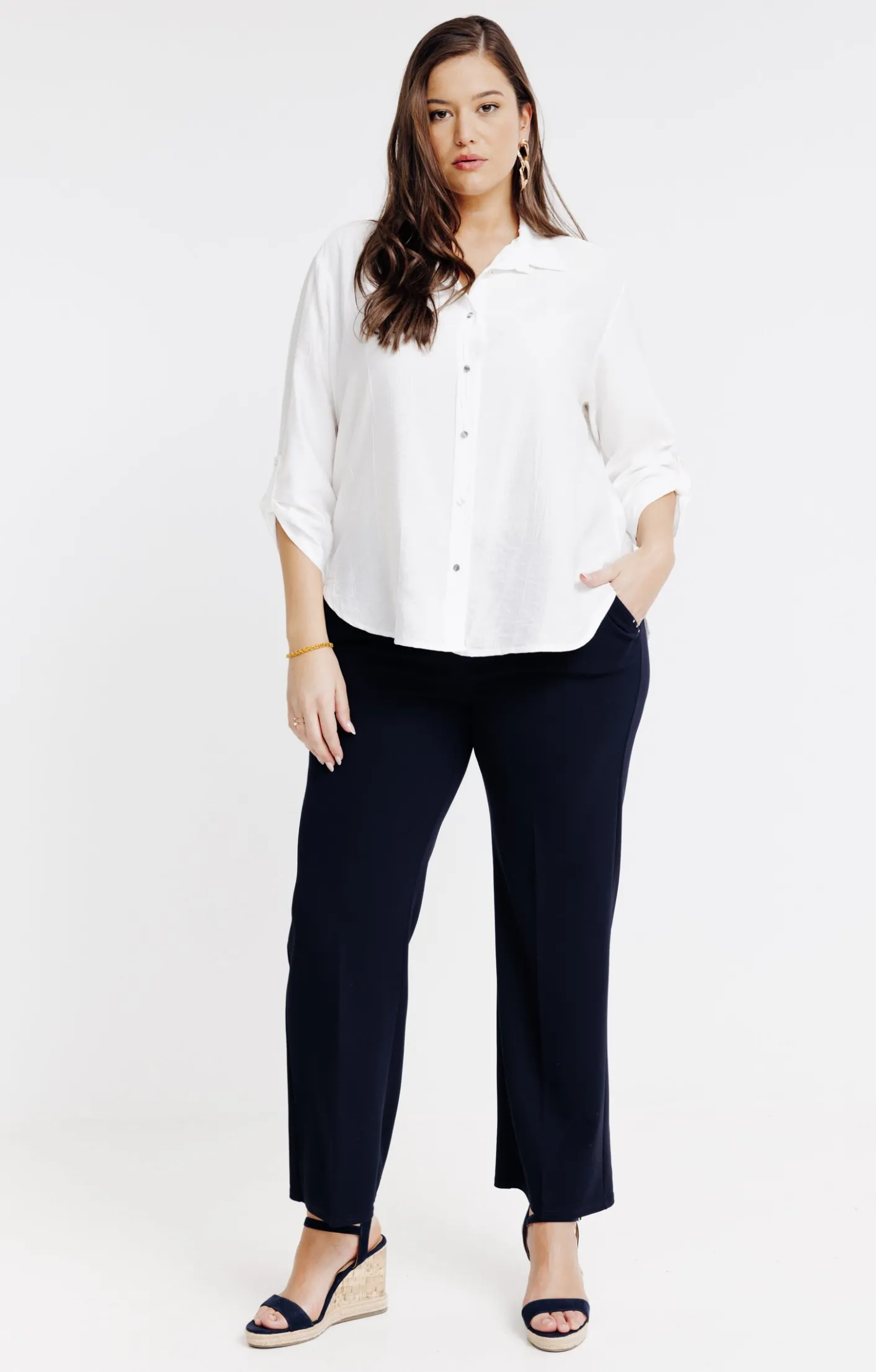 Toscane Boutique Chemise unie manches 3/4| Chemisiers & Tuniques