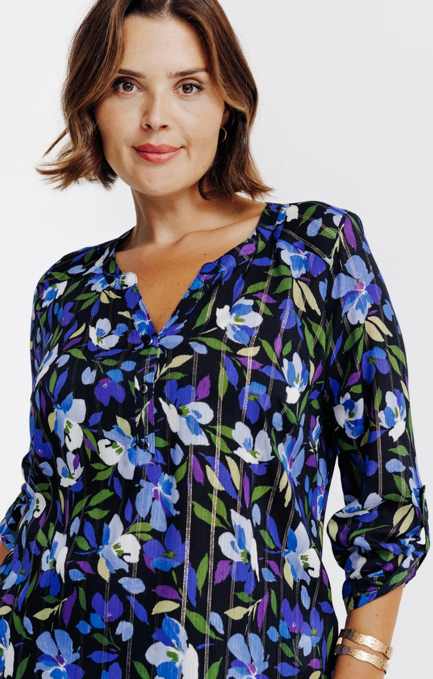 Toscane Boutique Chemisier imprimé fleuri et fils lurex| Chemisiers & Tuniques