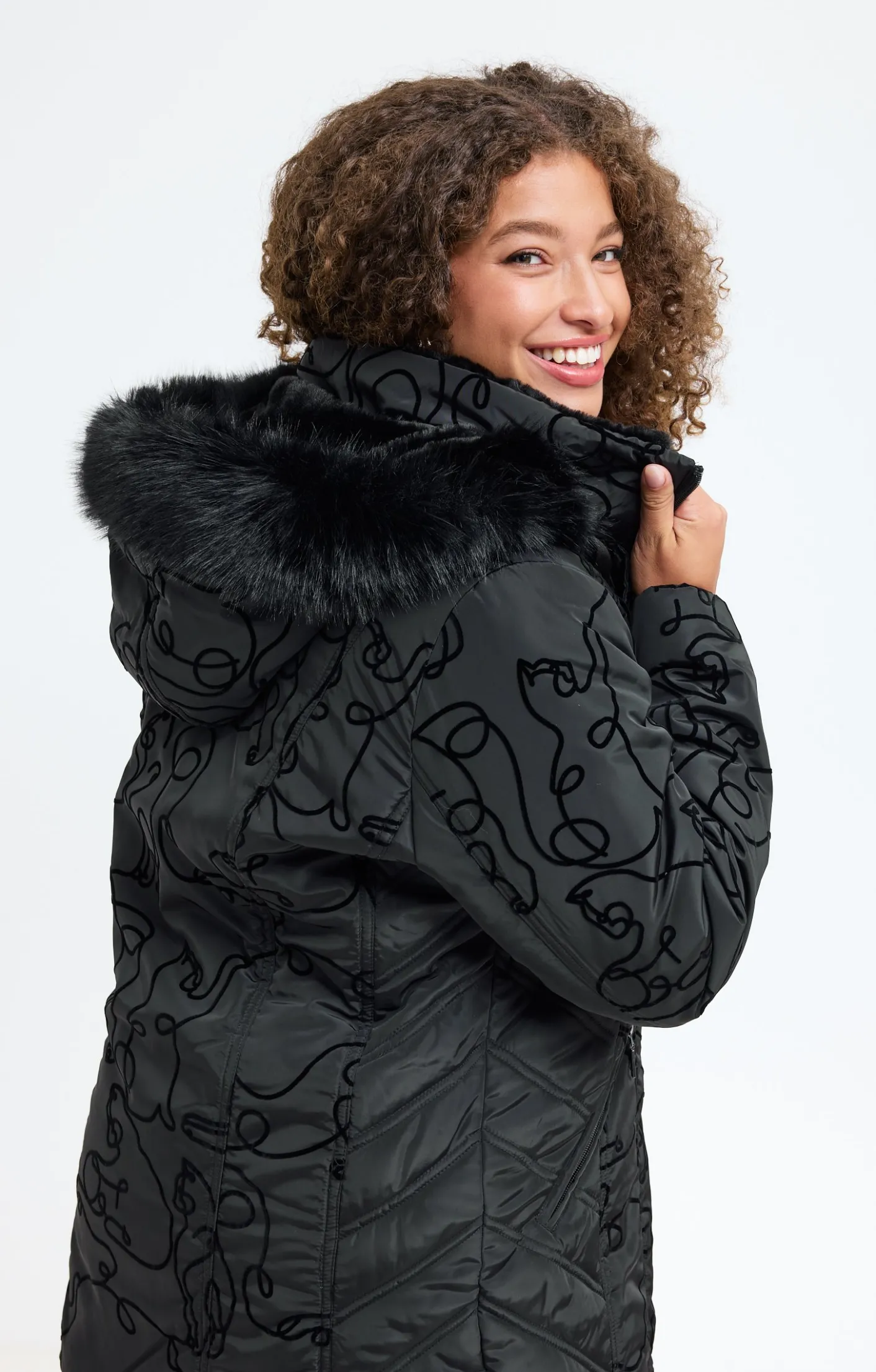 Toscane Boutique Doudoune avec chats en effet velours| Parkas & Impers