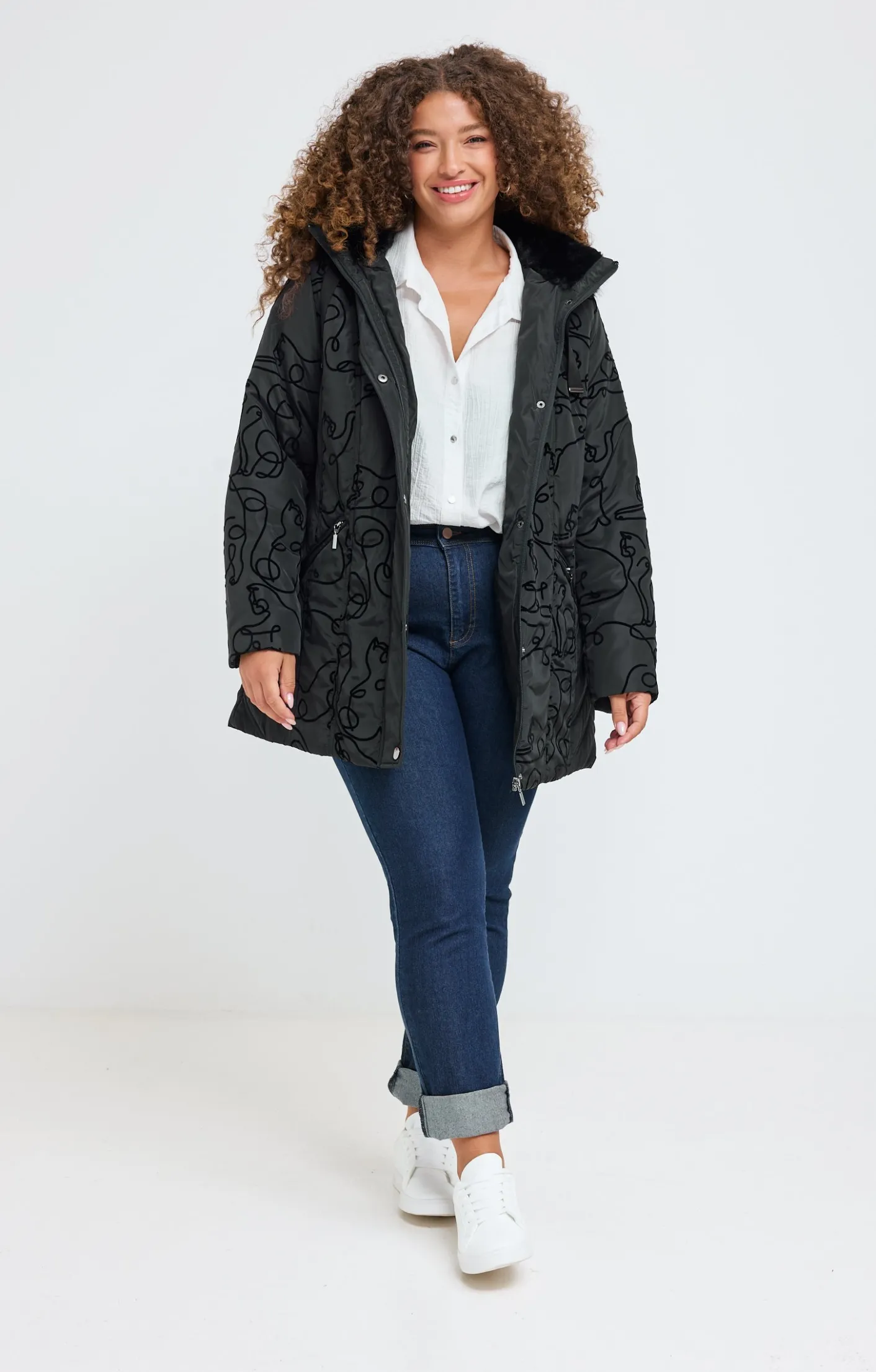 Toscane Boutique Doudoune avec chats en effet velours| Parkas & Impers