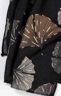 Toscane Boutique Foulard imprimé ginkgo et brun| Accessoires