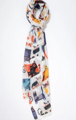 Toscane Boutique Foulard léger imprimé petits chats| Accessoires