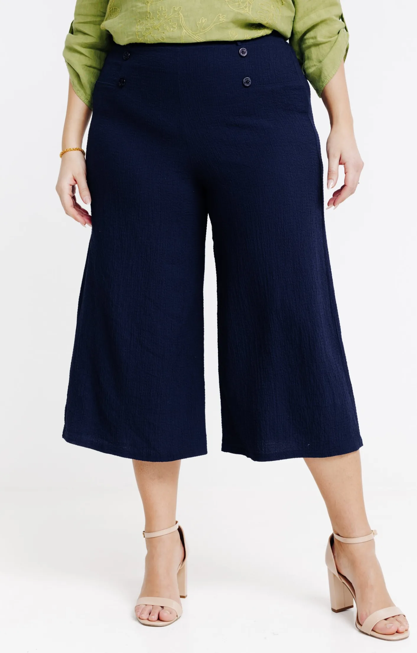Toscane Boutique Jupe culotte 4 boutons ancre ton sur ton| Jupes