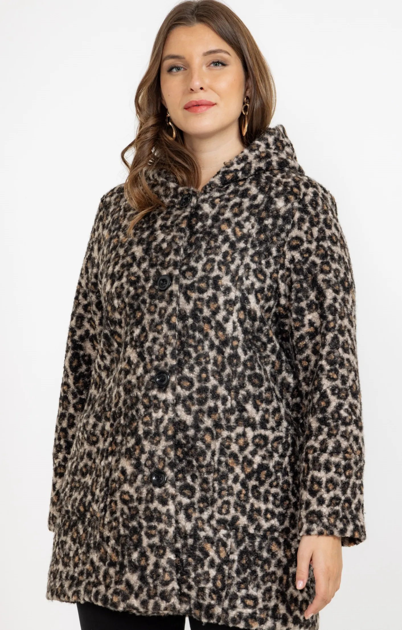 Toscane Boutique Manteau bouclette imprimé léopard| Manteaux