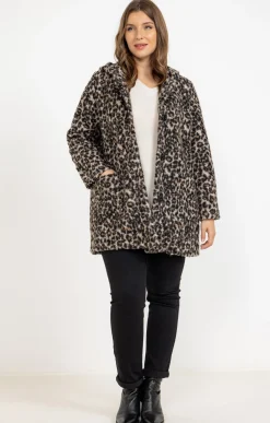 Toscane Boutique Manteau bouclette imprimé léopard| Manteaux