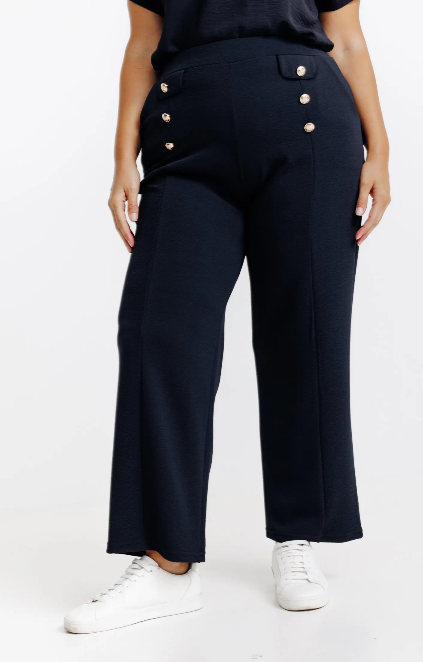 Toscane Boutique Pantalon chic à boutons| Pantalons