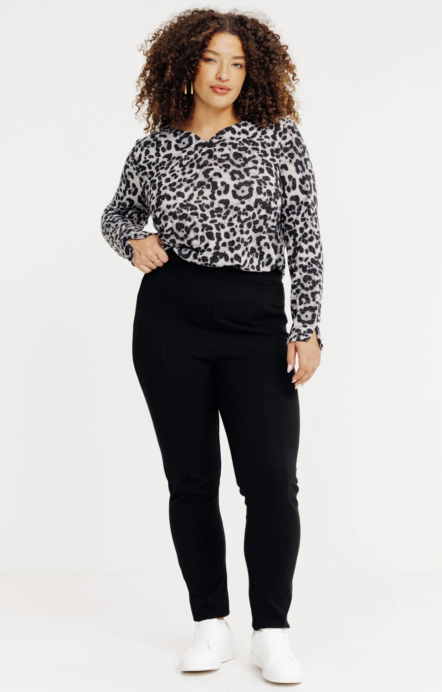 Toscane Boutique Pantalon de ville coupe droite en maille| Pantalons