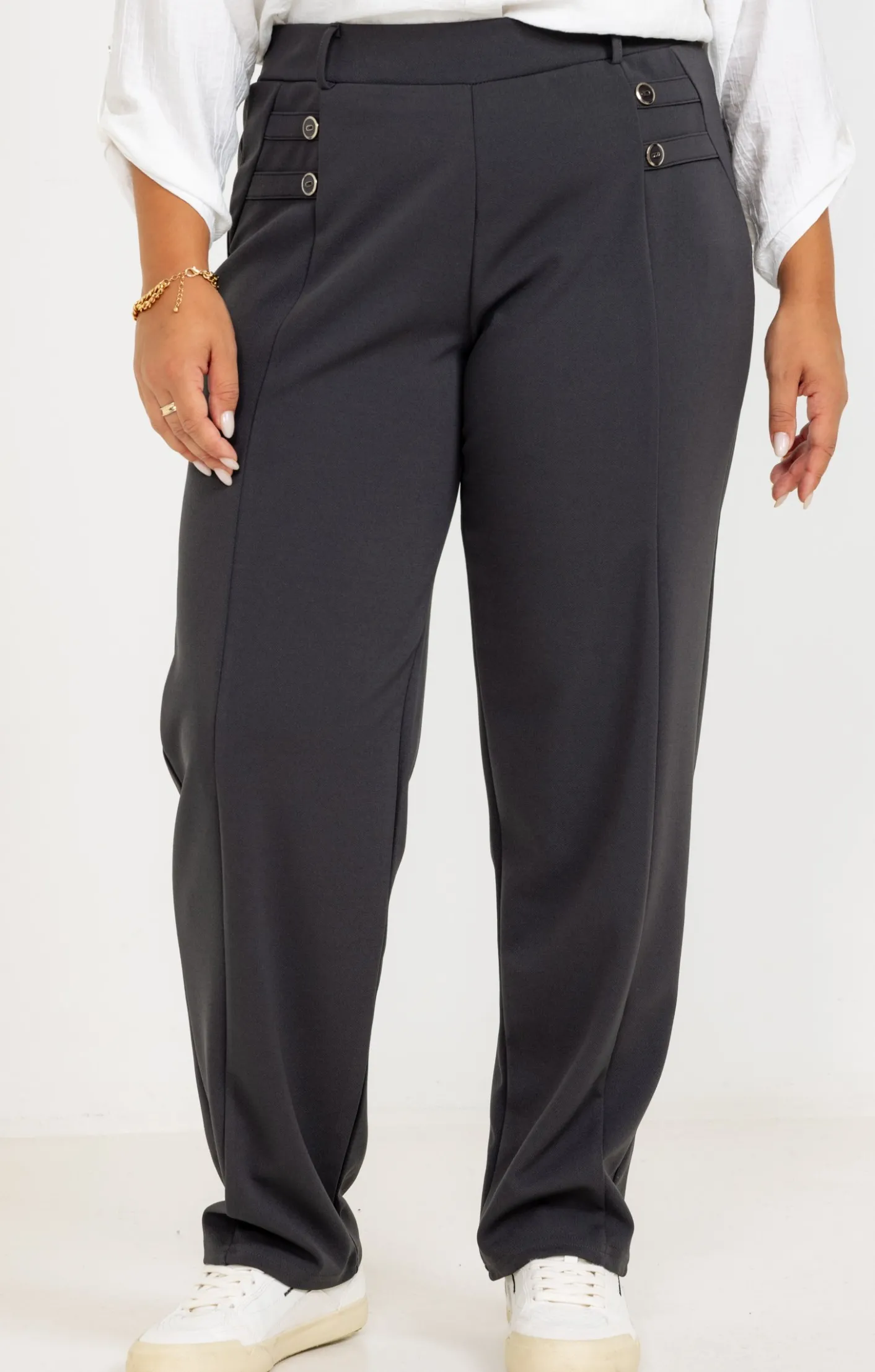Toscane Boutique Pantalon droit avec boutons| Pantalons