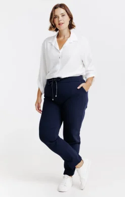 Toscane Boutique Pantalon droit forme jogging brillant| Pantalons