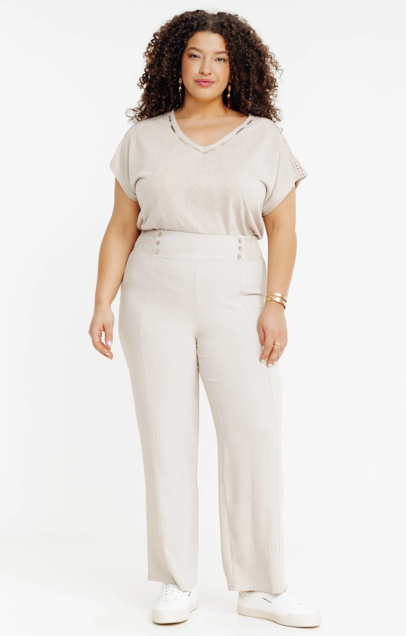 Toscane Boutique Pantalon large détail boutons coco| Pantalons