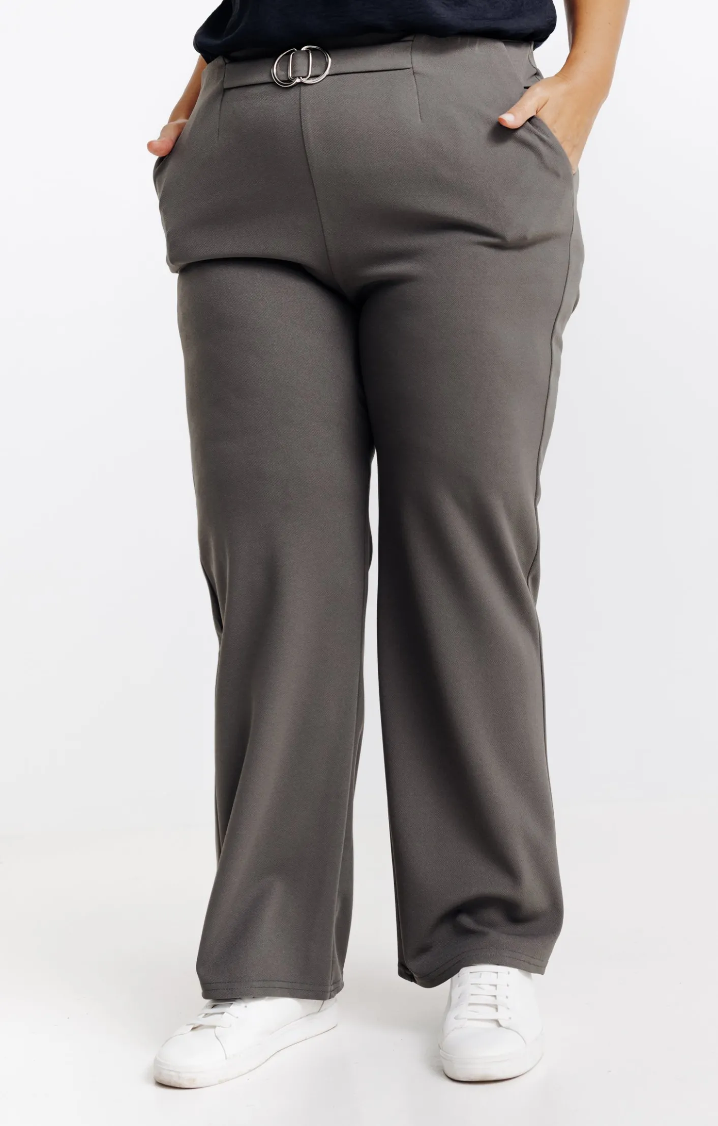 Toscane Boutique Pantalon large uni à boucle| Pantalons