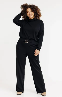 Toscane Boutique Pantalon large uni à boucle| Pantalons