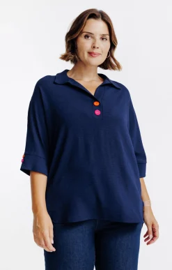 Toscane Boutique Poncho avec boutons fantaisies| Chemisiers & Tuniques