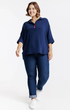 Toscane Boutique Poncho avec boutons fantaisies| Chemisiers & Tuniques