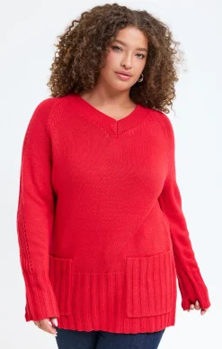 Toscane Boutique Pull col V avec poches| Pulls & Cardigans