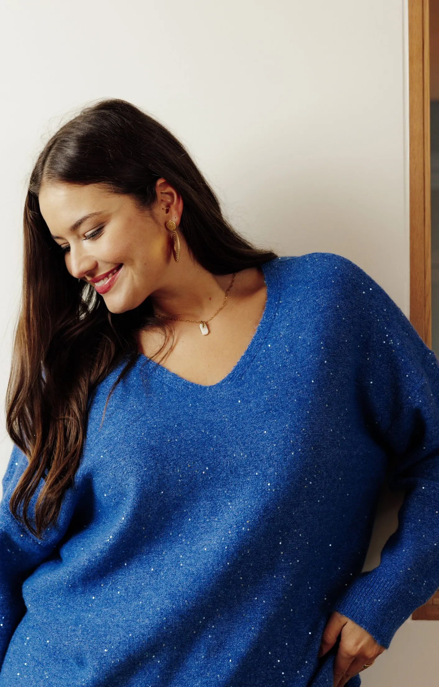 Toscane Boutique Pull col V avec strass| Pulls & Cardigans