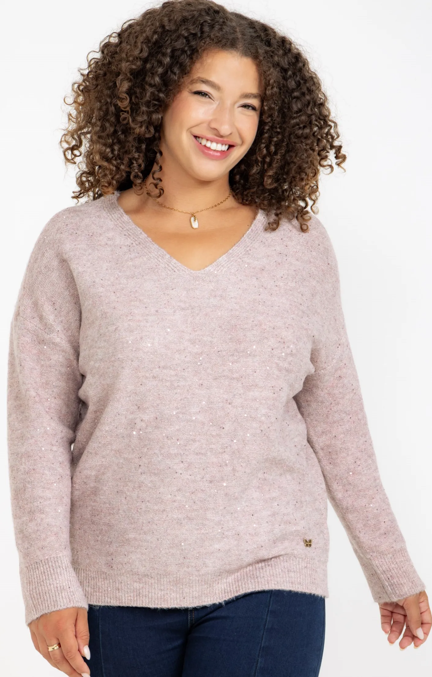 Toscane Boutique Pull col V avec strass| Pulls & Cardigans