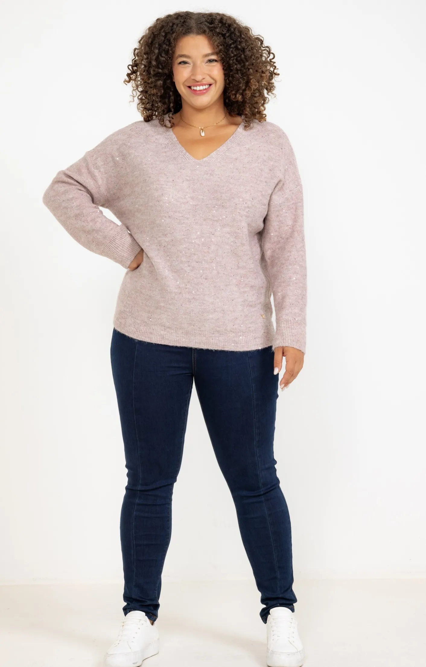Toscane Boutique Pull col V avec strass| Pulls & Cardigans