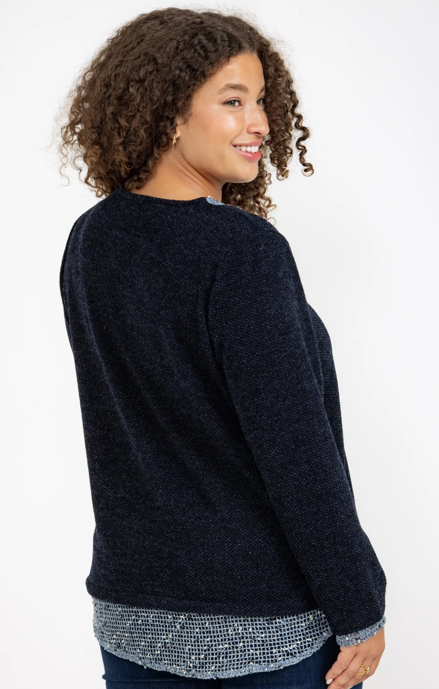 Toscane Boutique Pull 2-en-1 avec empiècement filet| Pulls & Cardigans