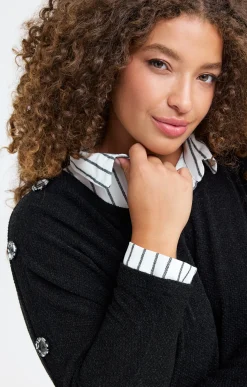Toscane Boutique Pull 2-en-1 avec empiècement rayé| Pulls & Cardigans