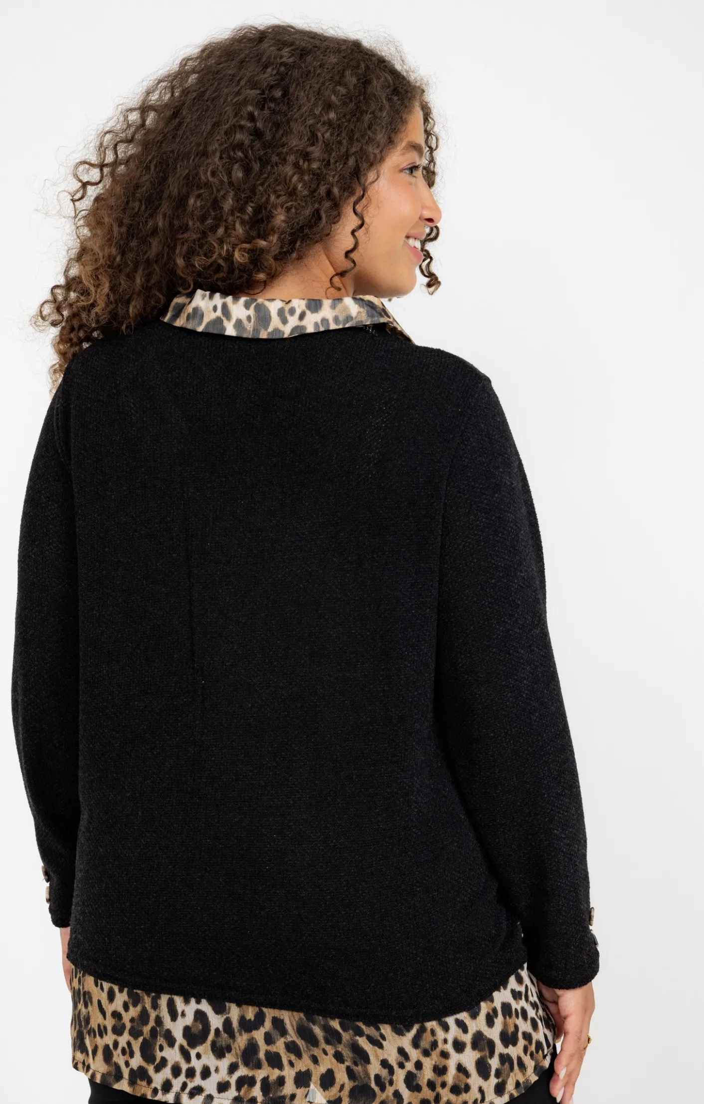 Toscane Boutique Pull 2-en-1 imprimé léopard| Pulls & Cardigans