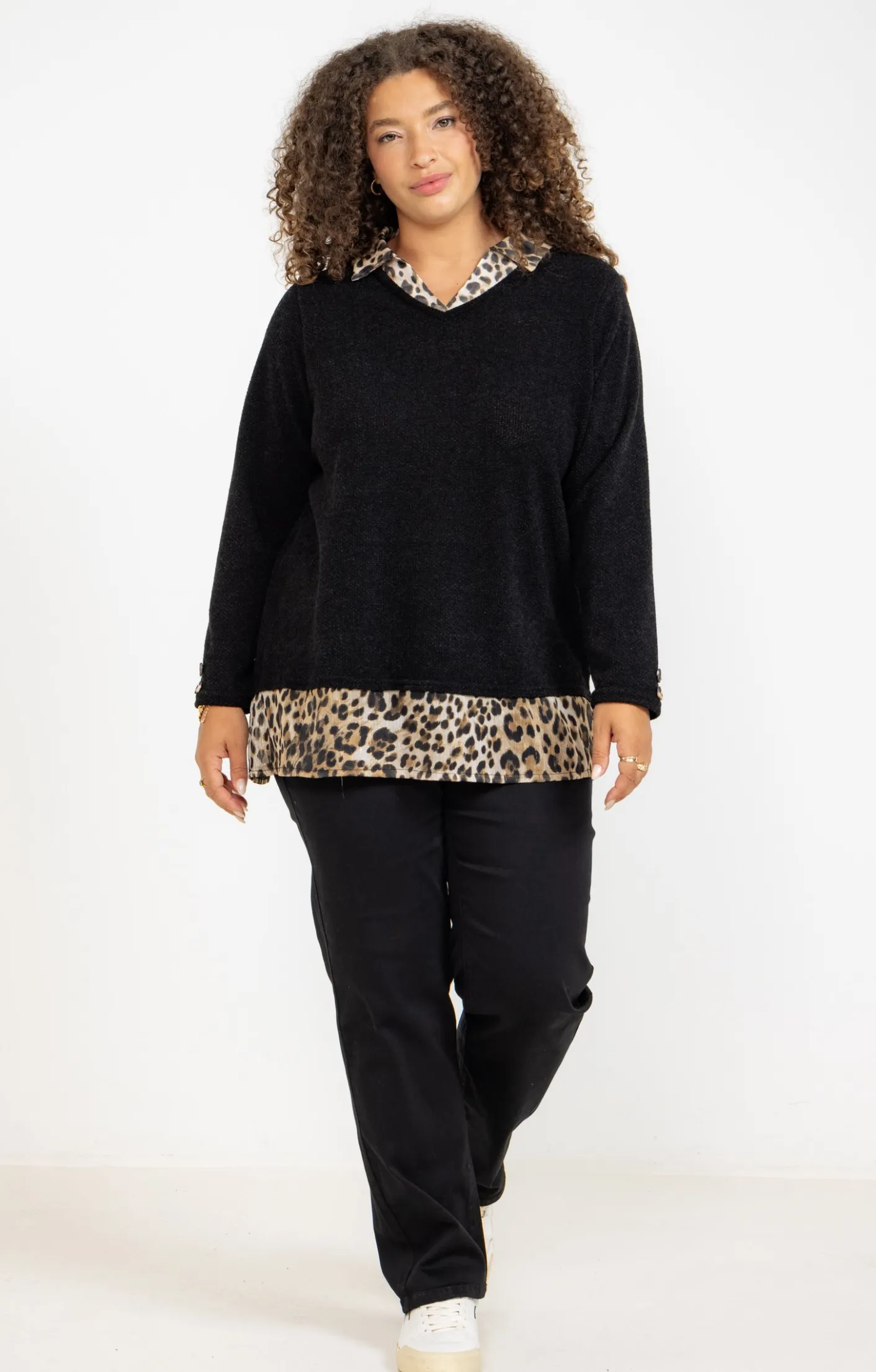 Toscane Boutique Pull 2-en-1 imprimé léopard| Pulls & Cardigans