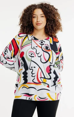 Toscane Boutique Pull imprimé fantaisie avec strass| Pulls & Cardigans