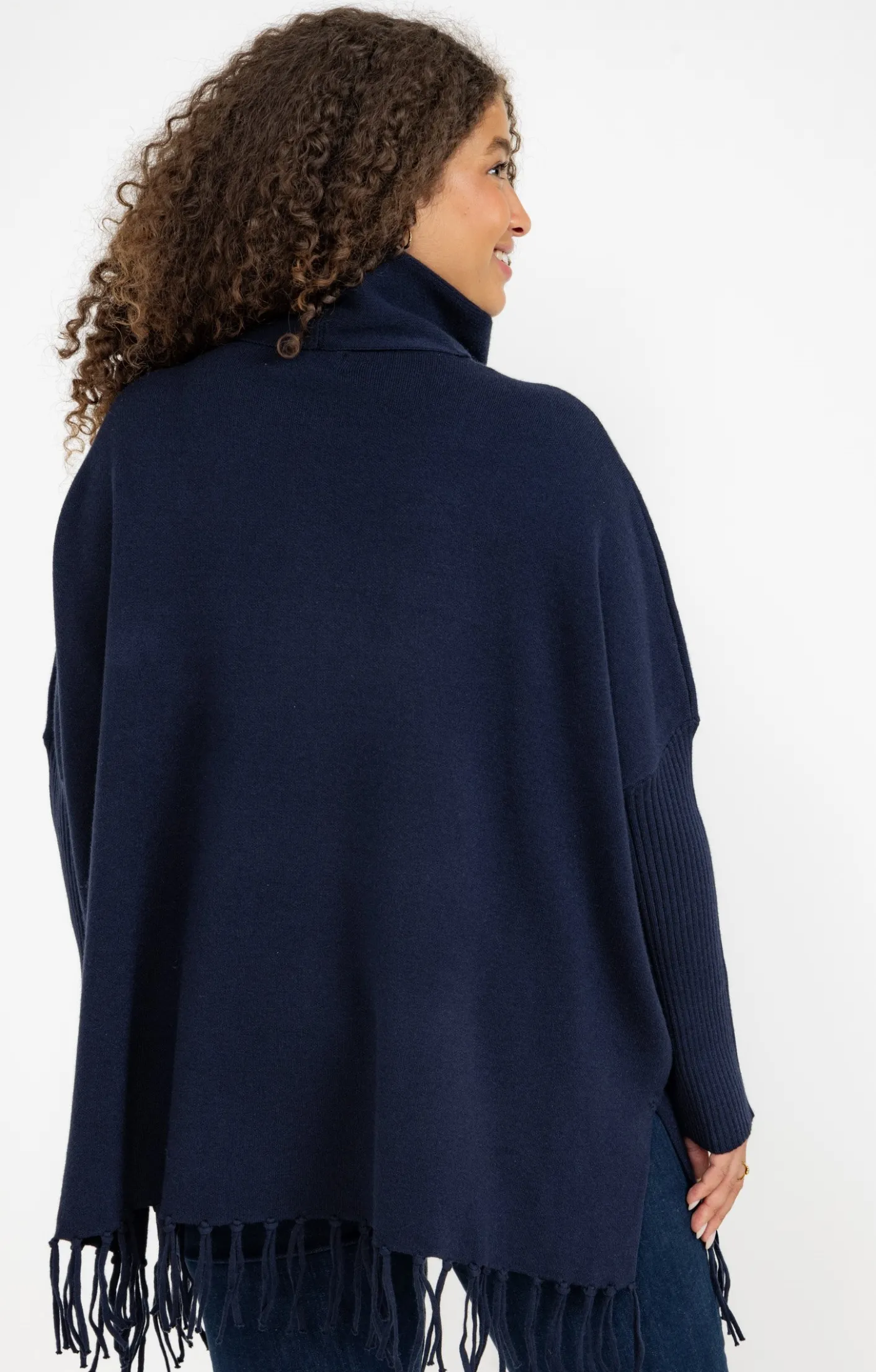 Toscane Boutique Pull poncho avec franges| Pulls & Cardigans