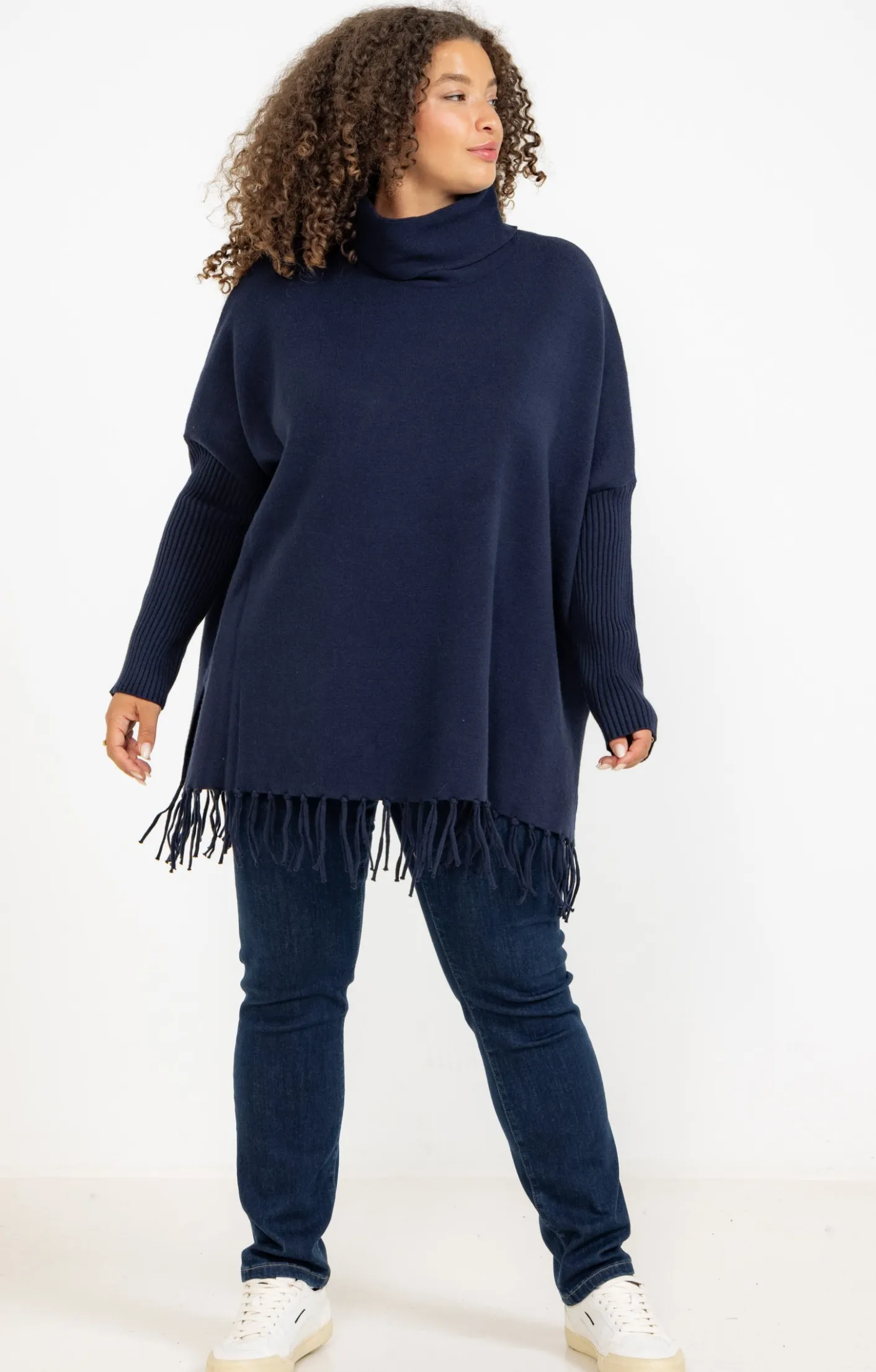 Toscane Boutique Pull poncho avec franges| Pulls & Cardigans