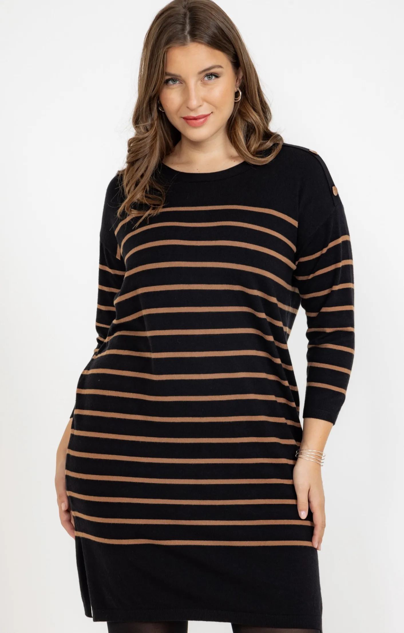 Toscane Boutique Robe pull maille rayée chic| Robes
