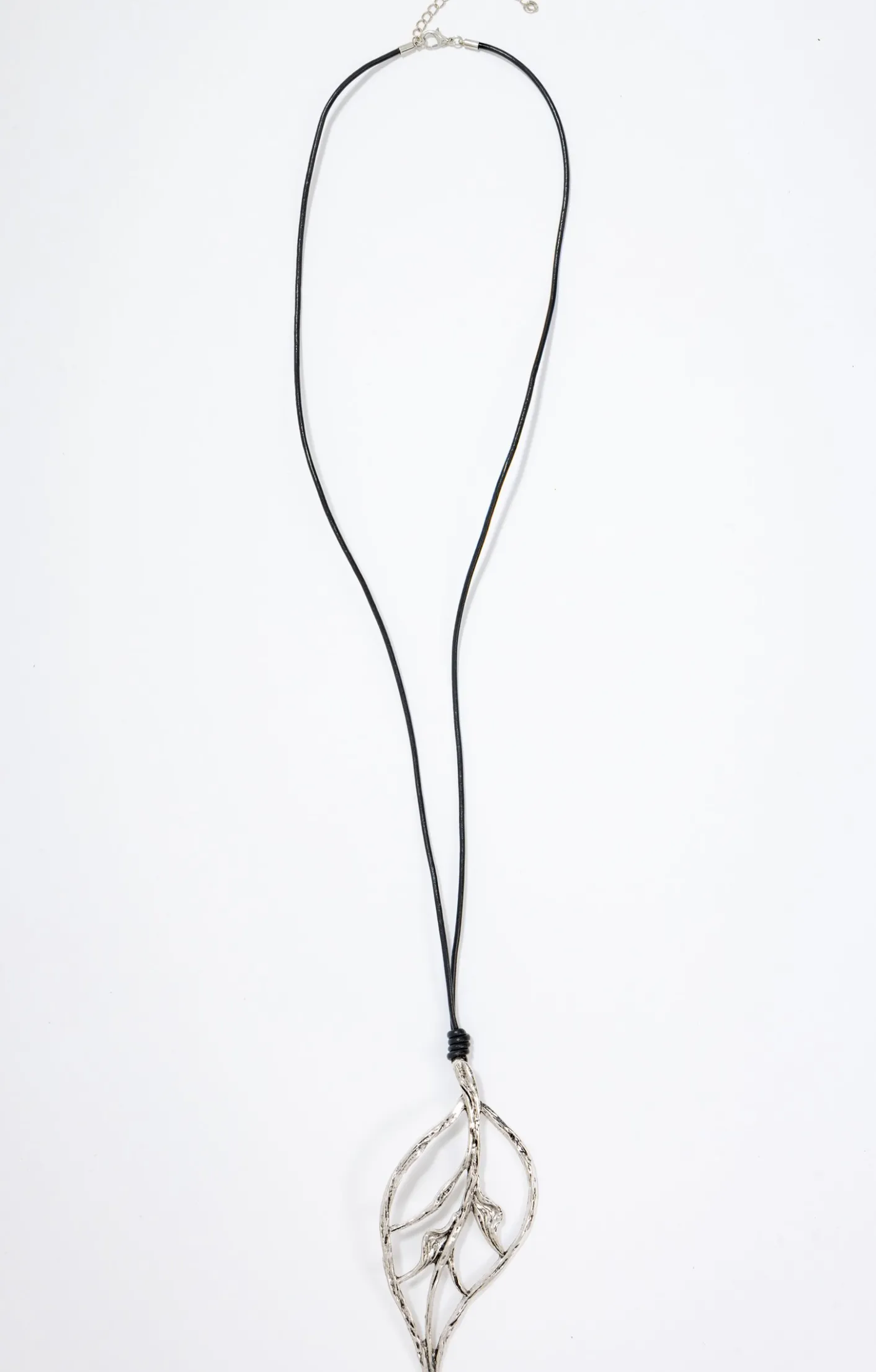 Toscane Boutique Sautoir grosse feuille silver| Accessoires