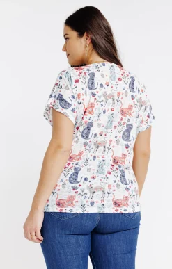 Toscane Boutique Tee-shirt à imprimé chats| Tee-shirts