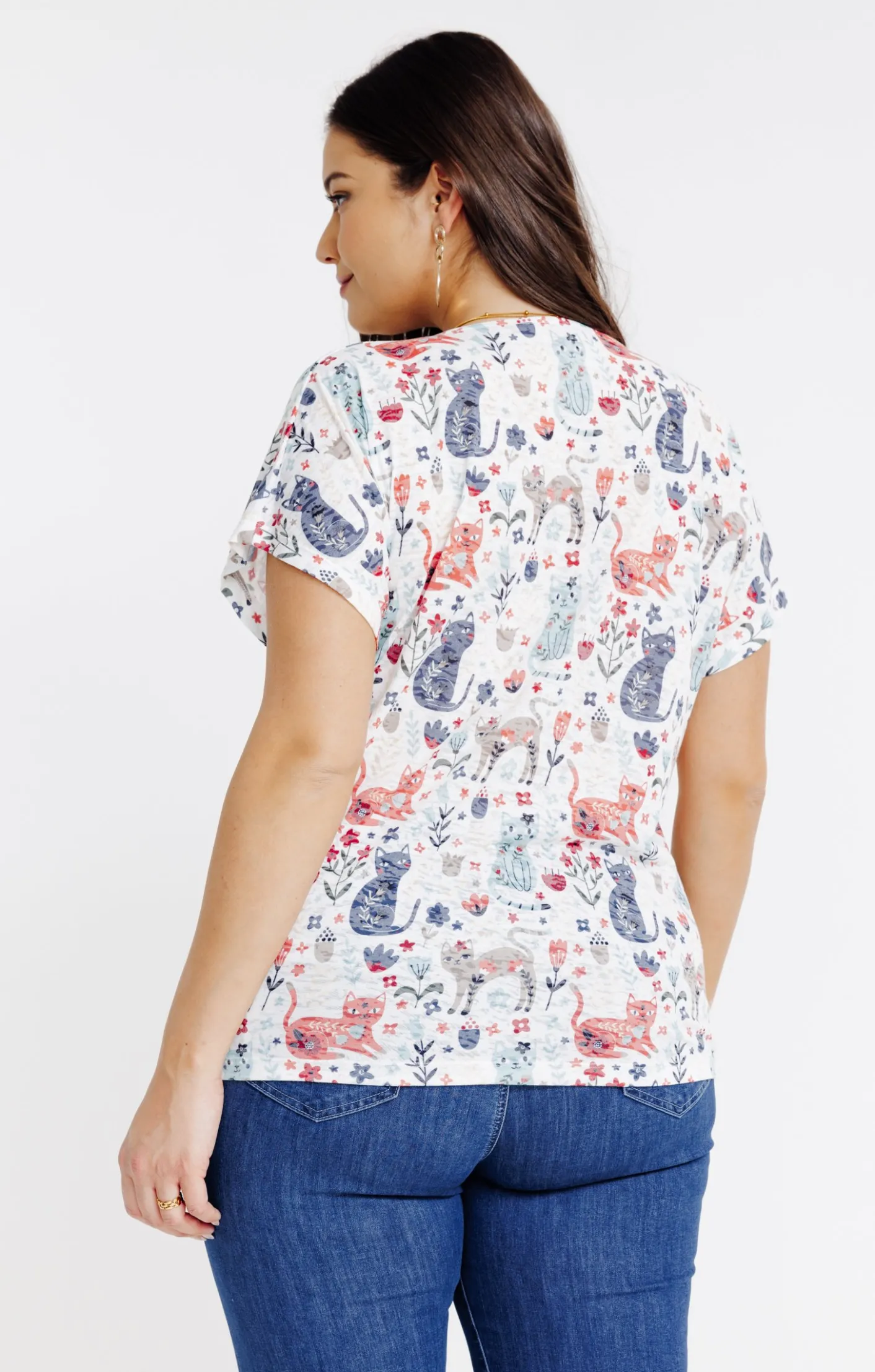 Toscane Boutique Tee-shirt à imprimé chats| Tee-shirts