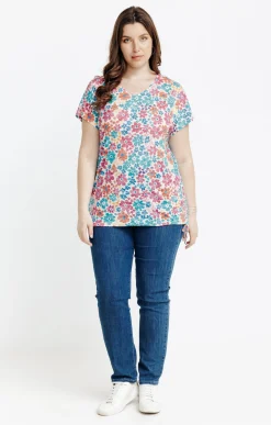Toscane Boutique Tee-shirt à imprimé fleurs| Tee-shirts