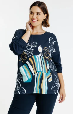 Toscane Boutique Tee-shirt bi-matière imprimé| Tee-shirts