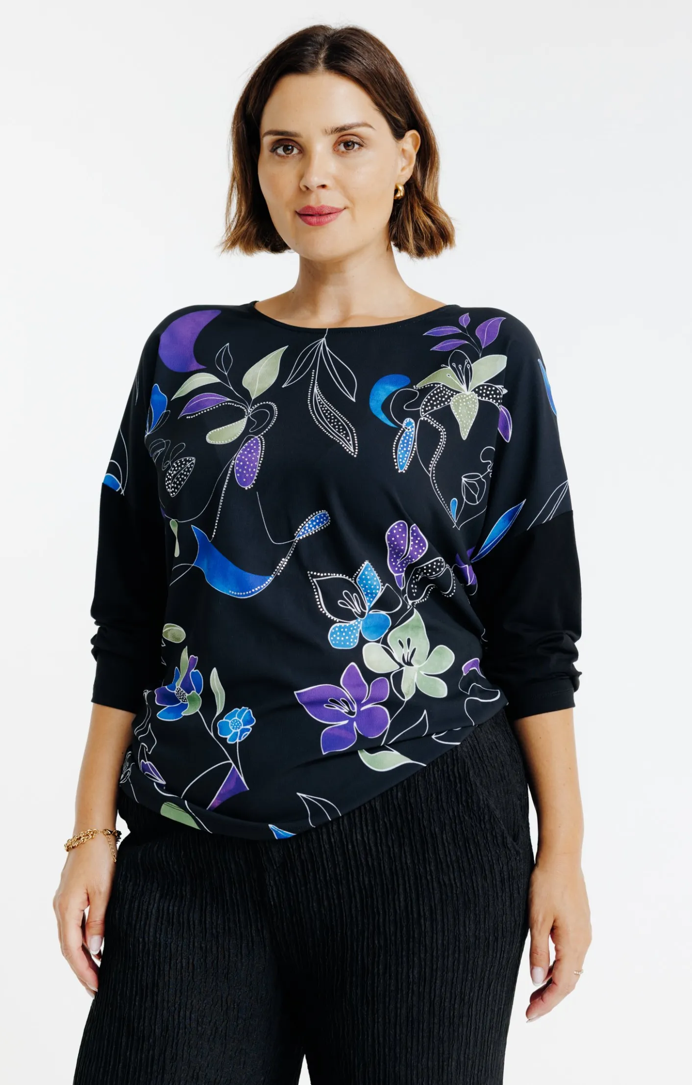 Toscane Boutique Tee-shirt bi-matière imprimé visages| Tee-shirts