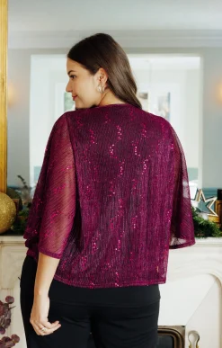 Toscane Boutique Tee-shirt forme poncho brillant| Tee-shirts